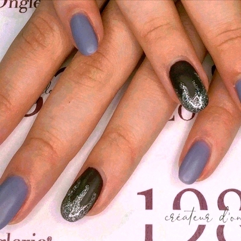 l'onglerie bordeaux chartrons ongles semi permanent violet finition mat flaming argenté nail art 